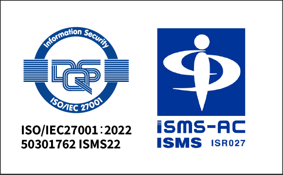 ISMS認証マーク（ISO/IEC 27001:2022、登録番号 50301762 ISMS22）
